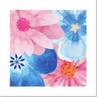 Watercolor Spring Pastel Flower Garden, Colorful, Bright Posters and Art